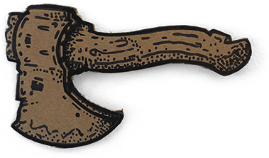Marker illustration on cardboard of an old fashioned axe. Chop. Chop.